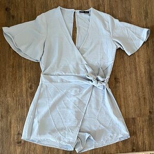 SHEIN Sky Blue V-Neck Romper